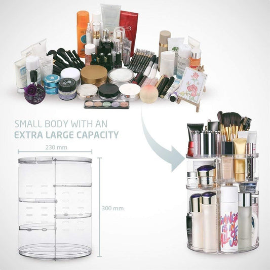 360 Rotating Cosmetics Transparent Acrylic Storage Rack Bathroom Desktop Cosmetics Storage Rack